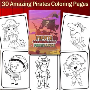 BEST VALUE Pirate Coloring Book Party Favor - Instant Download Fun And Easy To Color Pirates Ship, Gold Chest, Treasure Island, Perfect Gift