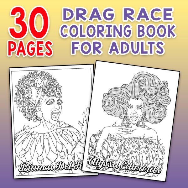 BEST VALUE Drag Race Coloring Book For Adults - Instant Download Game Of Queens Coloring Book Activity To Color & Relax, Gift For RPDR Fans