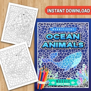 BEST VALUE 30 Magnificent Ocean Animals Mosaic Color By Number Amazing Sea Creatures To Color Printable Art Sheet Pages Instant Download PDF