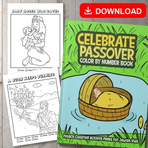 BEST VALUE! Celebrate Passover Color By Number Book - Instant Download Pesach Activity Pages For Jewish Kids, Celebrate Passover Ideal Gift