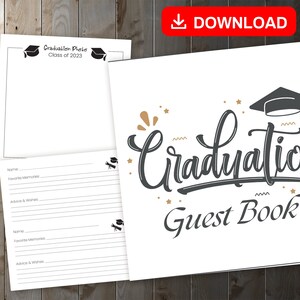 MEJOR VALOR Felicitaciones Libro de visitas para graduados: Promoción de 2023 - Libro de visitas de recuerdos de descarga instantánea para capturar recuerdos, mensajes y deseos