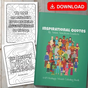 BEST VALUE! Inspirational Quotes By Asian American Leaders - Instant Download AAPI Heritage Month Coloring Book, Motivational Art Activity