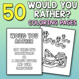 BEST VALUE Illustrated Would You Rather? Coloring Book – 50 Printable Illustrated Would You Rather? Coloring Page for Kids Instant Download