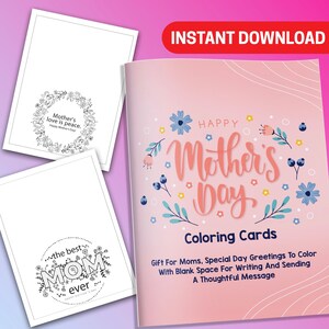 MEJOR VALOR 25 Tarjetas para colorear del feliz día de la madre: regalo de descarga instantánea para mamás, saludos de día especial para colorear con espacio en blanco para escribir