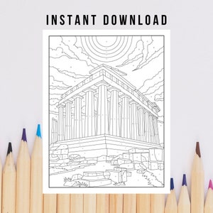BEST VALUE Acropolis, Athens Coloring Page - Instant Download World Travel Mosaic Color By Number, Mosaic Coloring, Best Country Landmark