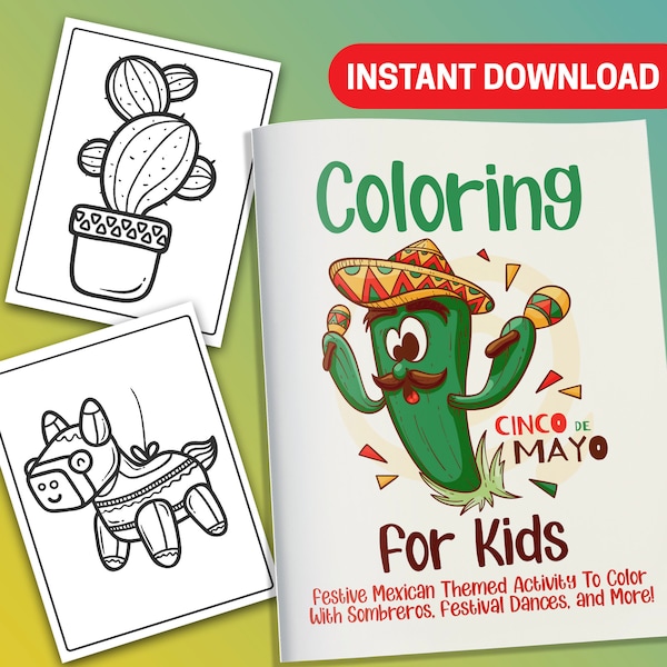 MEILLEURE VALEUR 25 coloriage Cinco De Mayo pour les enfants - Téléchargement instantané Activité festive sur le thème mexicain à colorier avec sombreros et danses du festival