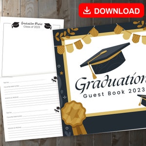 Libro de visitas de graduación de MEJOR VALOR 2023: descarga instantánea del libro de visitas de recuerdos para capturar recuerdos y apreciar mensajes y deseos, registro de regalos