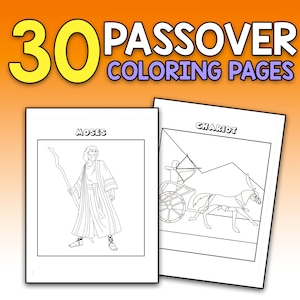 BEST VALUE 30 Passover Coloring Book | Jewish Holiday Gift Moses, Pharaoh, The 10 Plagues, Egypt Coloring for Kids, Printable Pesach PDF