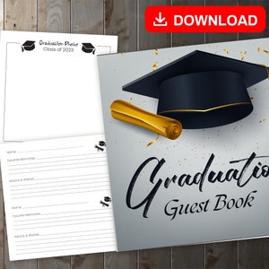 MEJOR VALOR Felicitaciones Libro de visitas para graduados: Promoción de 2023 - Libro de visitas de recuerdos de descarga instantánea para capturar recuerdos, mensajes y deseos