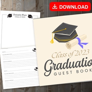 Libro de visitas de graduación de MEJOR VALOR de la clase 2023: libro de recuerdos de descarga instantánea para capturar recuerdos y apreciar mensajes y deseos, registro de regalos