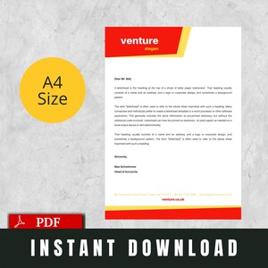 Plantilla de membrete empresarial de MEJOR VALOR - Descarga instantánea de diseño de membrete tamaño A4, membrete corporativo empresarial, diseño moderno imprimible