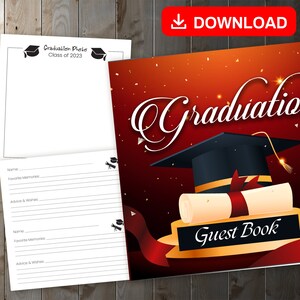 MEJOR VALOR Felicitaciones Libro de visitas para graduados: Promoción de 2023 - Libro de visitas de recuerdos de descarga instantánea para capturar recuerdos, mensajes y deseos