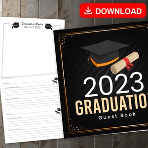 Libro de visitas de graduación de MEJOR VALOR 2023: descarga instantánea del libro de visitas de recuerdos para capturar recuerdos y apreciar mensajes y deseos, registro de regalos