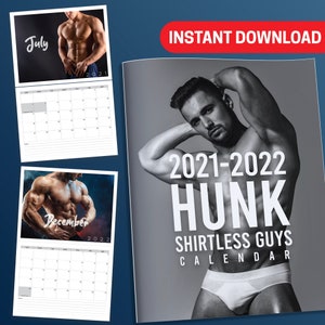 BEST VALUE 2021-2022 Hunk Shirtless Guys Calendar Instant Download Goal Tracker, Task Reminder, Great Planner For Your Success!
