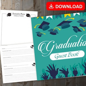 MEJOR VALOR Felicitaciones Libro de visitas para graduados: Promoción de 2023 - Libro de visitas de recuerdos de descarga instantánea para capturar recuerdos, mensajes y deseos