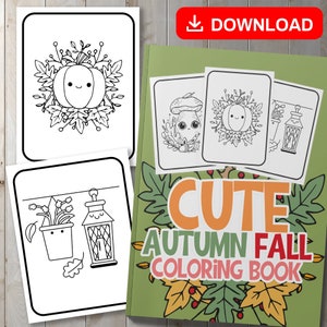 BESTER VALUE Herbst Herbst Malbuch - Sofort Download Großdruck Entspannende Seiten mit Ahornblättern, Pilzen, Kürbissen und niedlichen Sachen
