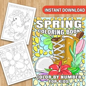 BEST VALUE 50 Spring Coloring Book Color By Number For Adults - Instant Download Art Therapy, Relaxing Pages With Blooming Gardens, & More!