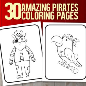 BEST VALUE Pirate Coloring Book For Kids - Instant Download Fun And Easy To Color Pirates Ship, Gold Chest, Treasure Island, Perfect Gift!