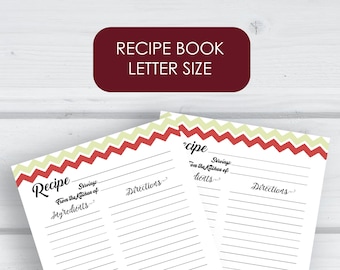 Recipe Book Printable - Recipe Sheet, Recipe Page, Recipe Binder, Recipe Organizer, Kitchen Cookbook, Blank Recipe Book, Recipe Keeper