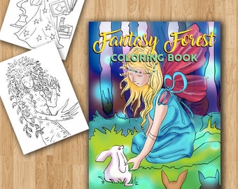 30 Fantasy Coloring Pages Large Print Grown Up Coloring Book Adults Gardens, Goddesses, Fairies, & Magical Creatures Magic Coloring Book Kid