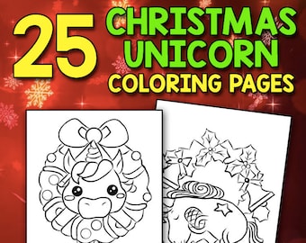Libro para colorear de unicornios navideños Un libro de actividades mágico y fantástico de unicornios navideños para niños Páginas para colorear de Navidad Regalo de cumpleaños de unicornio