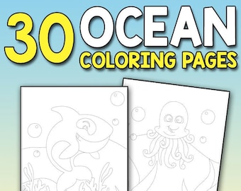 BEST VALUE 30 Ocean Coloring Pages: A Relaxing Coloring Book for Adults and Kids with Dolphins, Shark, Fish and Whales Ocean Coloring Book