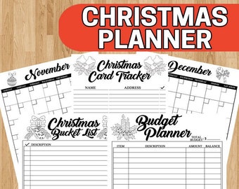 Christmas Planner Printable, 2018 Holiday Planner Kit, Gift Planner, Party Organizer, Thanksgiving, Letter Size, Xmas Digital PDF