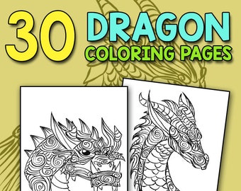 Download Dragon Coloring Etsy