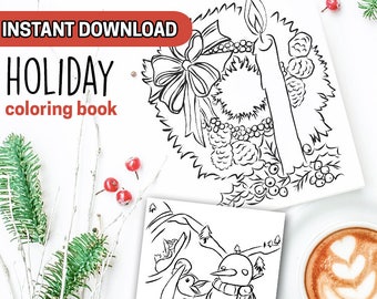 BEST VALUE 30 Winter Wonderland Christmas Coloring Pages for Adults Kids Winter Coloring Book Printable Holiday Christmas Card Printable