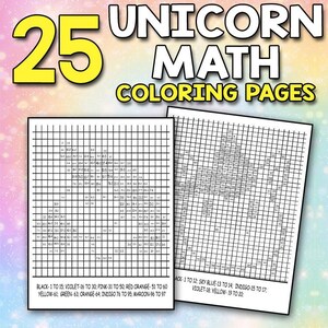BEST VALUE 25 Unicorn Math Coloring Pages: Fantasy Color Book for Kids with Addition Subtraction Multiplication and Division Number Practice