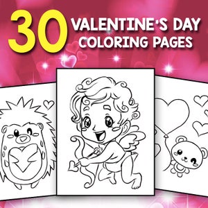 Libro da colorare di San Valentino per bambini, adulti e adolescenti - Fogli da colorare per biglietti di San Valentino carini Pagine da colorare stampabili con download istantaneo