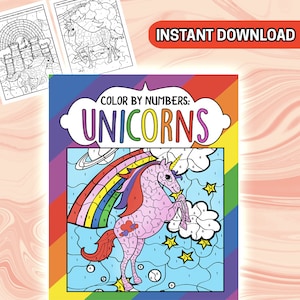 30 Unicorn Color By Numbers Instant Download Unicorn Coloring Pages for Kids Adults Unicorn Coloring Book Unicorn Lover Gift Unicorn Party