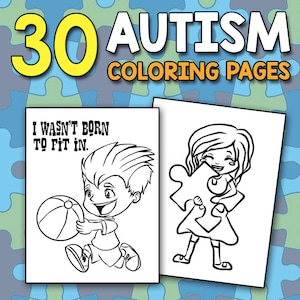 BEST VALUE Autism Coloring Book for Autistic Girls, Boys and Kids - Autism Awareness 30 Printable Coloring Pages for Kids Instant Download