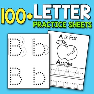 MEJOR VALOR 100 hojas de práctica de letras Libro de práctica de rastreo de letras para niños pequeños en edad preescolar Imágenes divertidas Libro de ejercicios de escritura a mano