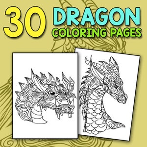 Dragon Coloring Book for Kids 30 dragon coloring pages for kids boys and girls Large fantasy animal pictures with amazing dragons