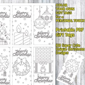 BEST VALUE 108 Christmas Gift Tags to Color: Merry Christmas Holiday Gift Tags for Kids and Adults Christmas Activity Book Holiday Gift Tags
