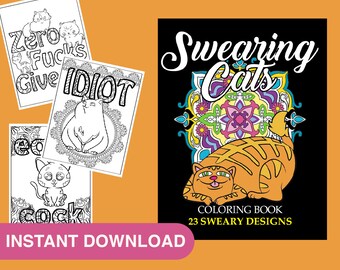 Funny Coloring Book Instant Download Swear Word