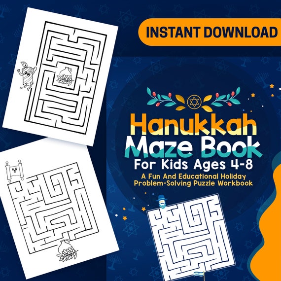 BEST VALUE 30 Hanukkah Maze Coloring Book Instant Download