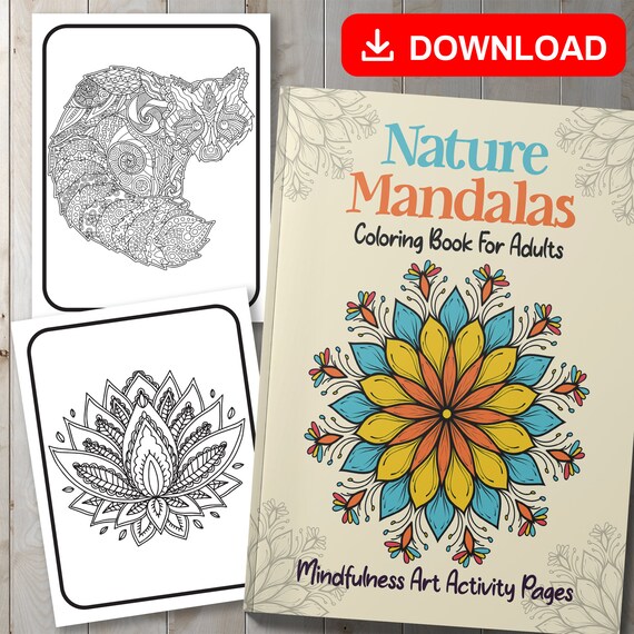 Mandala nature -Volume 2 - Edition nuit: Livre de Coloriage pour adultes -  25 illustrations à colorier. (Paperback)