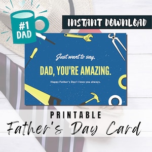 ¡MEJOR VALOR! Tarjeta imprimible del Día del Padre Feliz - Descarga instantánea de tarjetas de felicitación del Día del Padre Regalo ideal para papá, papá, abuelo, padrastro