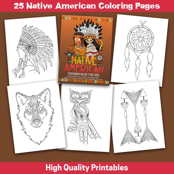 Native American Childrens Coloring Books: Coloring Pages with