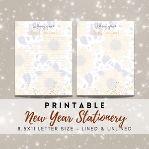 MEJOR VALOR Papelería imprimible de feliz año nuevo: descarga instantánea de páginas del diario de escritura, celebración del año nuevo 2023, carta de Nochevieja en PDF