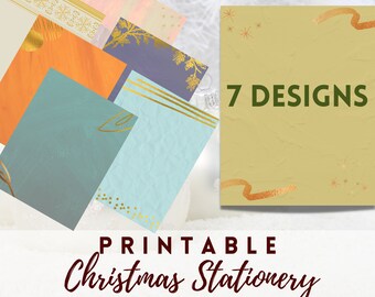 BEST VALUE 7 Printable Christmas Stationery Paper - Instant Download Christmas Letter Writing Paper, Notes Unlined Paper, US Letter 8.5x11