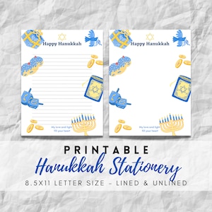 Papelería de Hanukkah imprimible de MEJOR VALOR - Descarga instantánea de páginas de diario de escritura, celebración de Hanukkah, carta de Janucá, regalo navideño judío