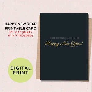 BEST VALUE! Printable Happy New Year Card - Instant Download New Year Greeting Card, Celebrate New Year, Holiday Gift Card, New Year Gift