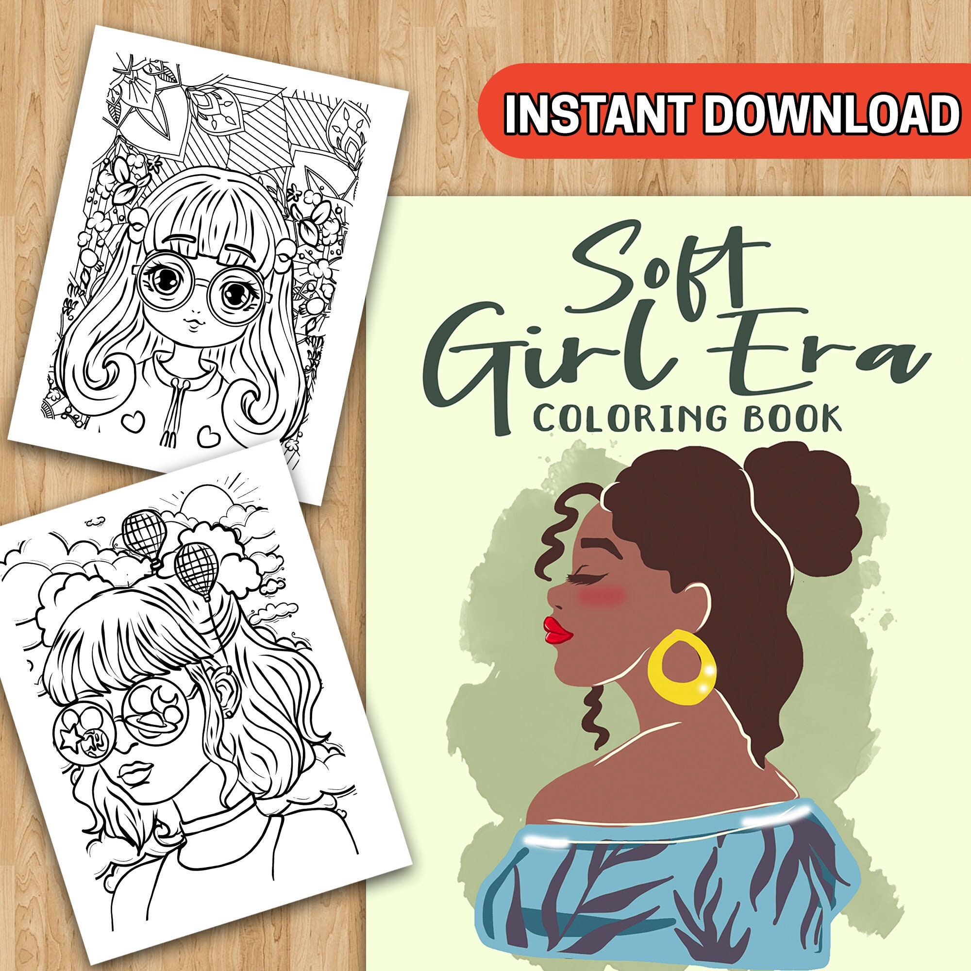 BEST VALUE Soft Girl Era Coloring Book - Instant Download Beautiful Feminine Girl Relaxing Pictures, Therapeutic Pages, Perfect Art Gift