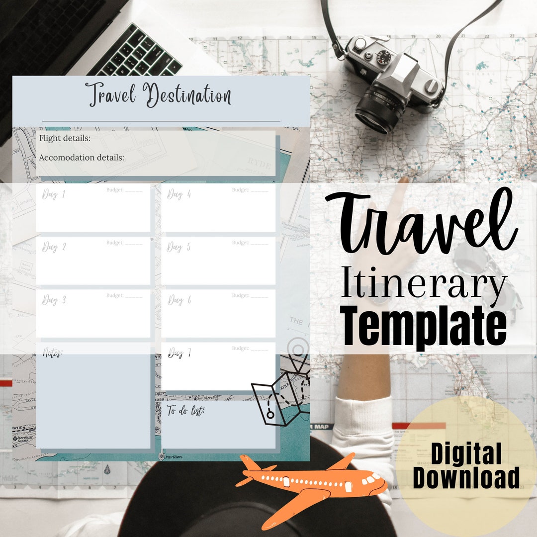 BEST VALUE Travel Itinerary Template Instant Download Travel Info Page
