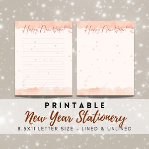 MEJOR VALOR Papelería imprimible de feliz año nuevo: descarga instantánea de páginas del diario de escritura, celebración del año nuevo 2023, carta de Nochevieja en PDF