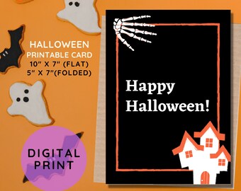 Printable Halloween Card Happy Halloween Greeting Card - Etsy