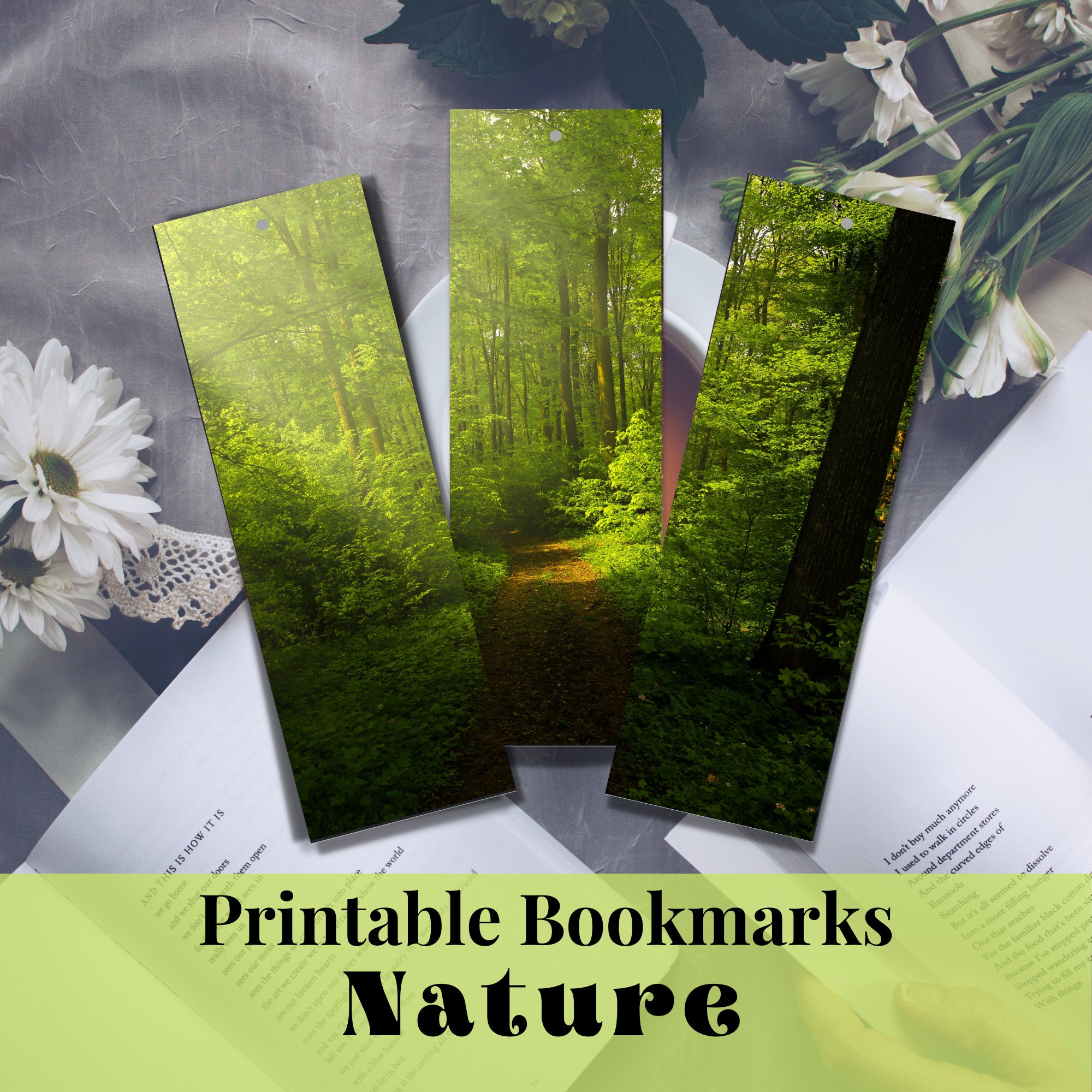 best value printable bookmarks set of 3 botanical bookmark etsy
